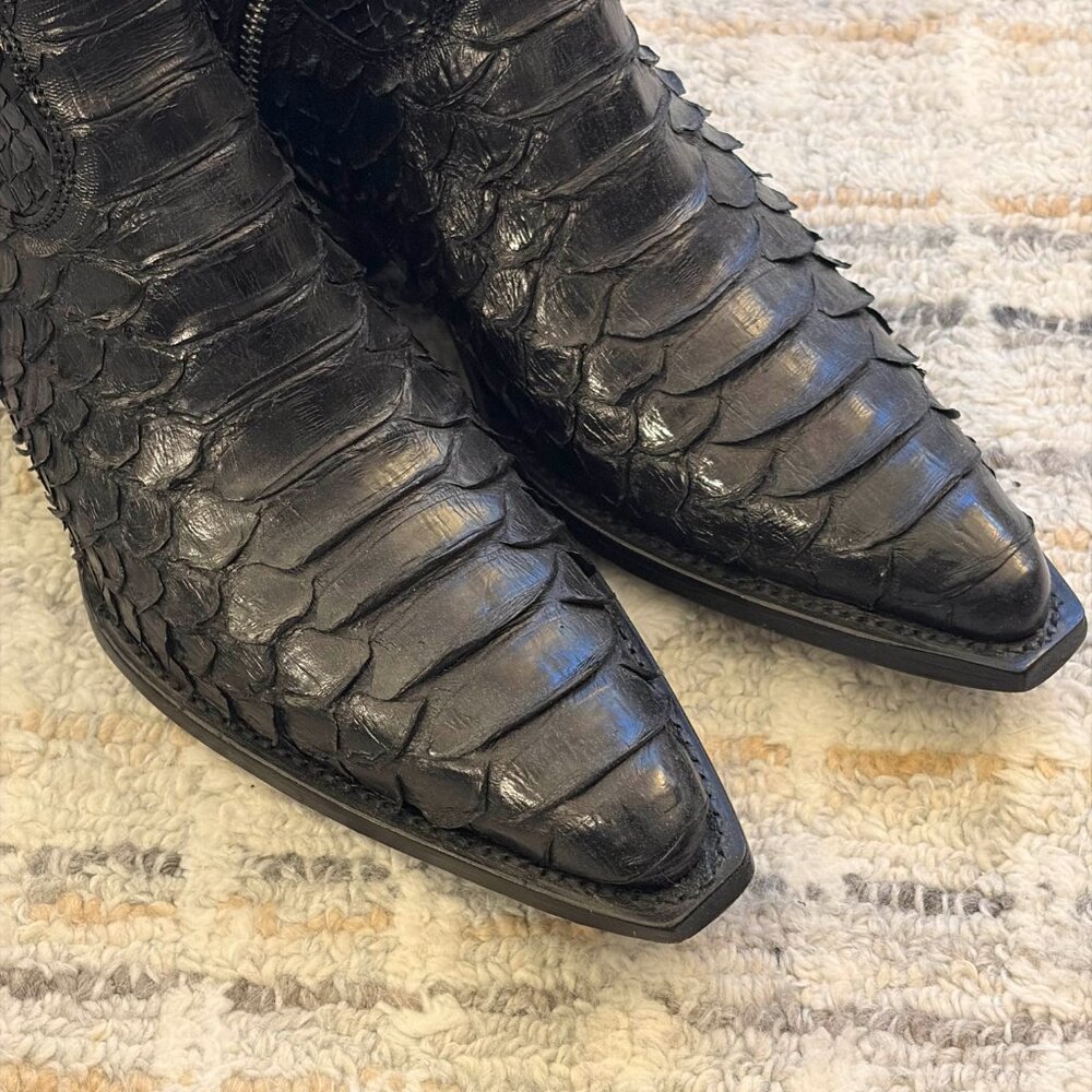 Black "Munich" Python Skin Zip Boots - image 4